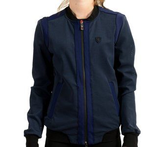 Scuderia Ferrari Women's Blue Slim Fit Mesh Bomber Jacket